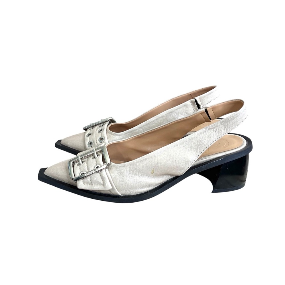 Ganni Feminine Slingback Pump in Off White Size 39 US 9 - Picture 5 of 9